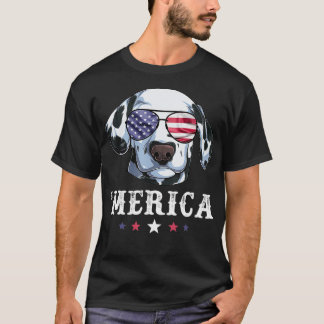 Dalmatiner Dog Merica 4. Juli American Flag USA T-Shirt