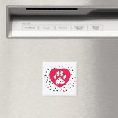 Dalmatiner Dog Paw Print in rotem Herzen Magnet (In Situ (Geschirrspüler))