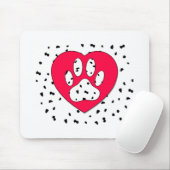 Dalmatiner Dog Paw Print in rotem Herzen Mousepad (Mit Mouse)