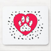 Dalmatiner Dog Paw Print in rotem Herzen Mousepad (Vorne)