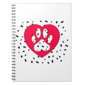 Dalmatiner Dog Paw Print in rotem Herzen Notizblock (Vorderseite)