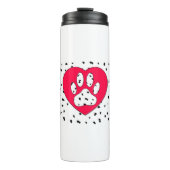 Dalmatiner Dog Paw Print in rotem Herzen Thermosbecher (Vorderseite)