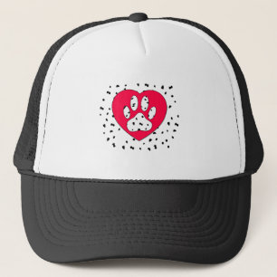 Dalmatiner Dog Paw Print in rotem Herzen Truckerkappe