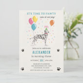 Dalmatiner Dog Pawty Welppy Geburtstagsparty Einladung (Stehend Vorderseite)