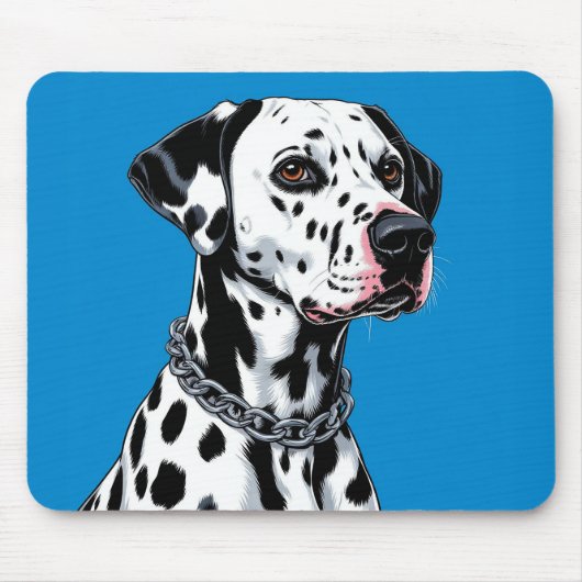 Dalmatiner Dog Portrait gegen blauen Hintergrund Mousepad (Vorne)