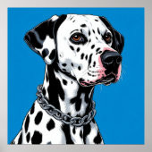Dalmatiner Dog Portrait gegen blauen Hintergrund Poster (Vorne)