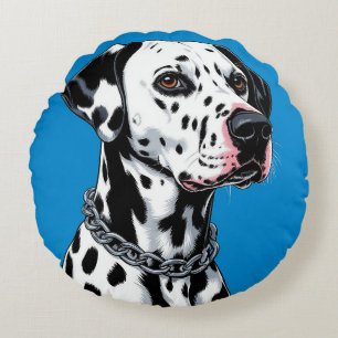 Dalmatiner Dog Portrait gegen blauen Hintergrund Rundes Kissen