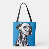 Dalmatiner Dog Portrait gegen blauen Hintergrund Tasche (Rückseite)