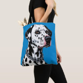 Dalmatiner Dog Portrait gegen blauen Hintergrund Tasche (Von Nahem)
