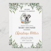 Dalmatiner Dog Puppy Greenery Boho Kinderdusche Einladung (Vorne/Hinten)