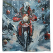 Dalmatiner Dog Riding Motorrad Weihnachten Duschvorhang (Vorderseite)