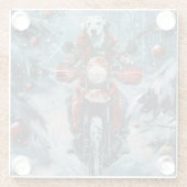Dalmatiner Dog Riding Motorrad Weihnachten Glasuntersetzer (Rückseite)