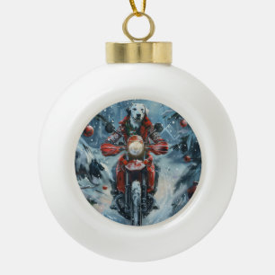 Dalmatiner Dog Riding Motorrad Weihnachten Keramik Kugel-Ornament