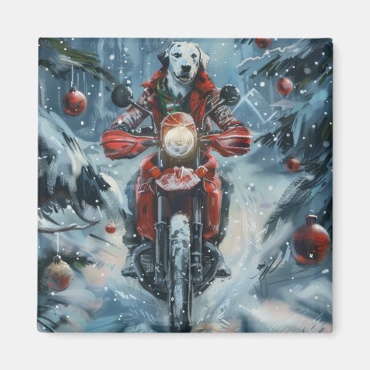 Dalmatiner Dog Riding Motorrad Weihnachten Magnet (Vorne)