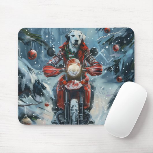 Dalmatiner Dog Riding Motorrad Weihnachten Mousepad (Mit Mouse)
