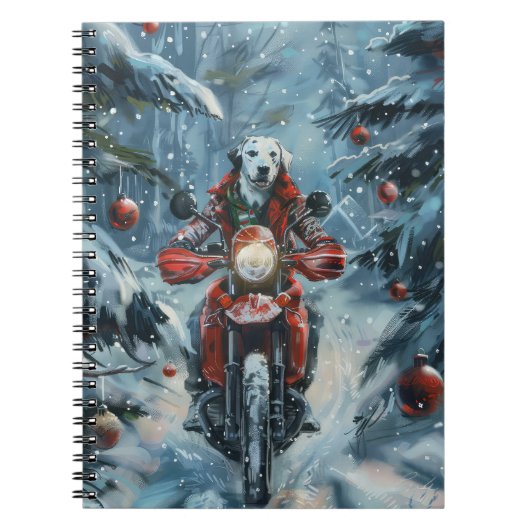 Dalmatiner Dog Riding Motorrad Weihnachten Notizblock (Vorderseite)