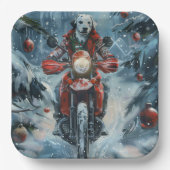 Dalmatiner Dog Riding Motorrad Weihnachten Pappteller (Vorderseite)