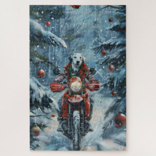 Dalmatiner Dog Riding Motorrad Weihnachten Puzzle