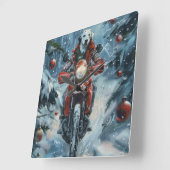 Dalmatiner Dog Riding Motorrad Weihnachten Quadratische Wanduhr (Winkel)
