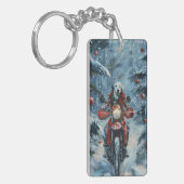 Dalmatiner Dog Riding Motorrad Weihnachten Schlüsselanhänger (Vorderseite links)