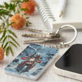 Dalmatiner Dog Riding Motorrad Weihnachten Schlüsselanhänger (Vorderseite rechts)