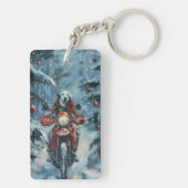 Dalmatiner Dog Riding Motorrad Weihnachten Schlüsselanhänger (Rückseite)