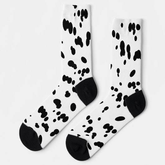 Dalmatiner Dog Schwarz-Weiß-Spott Pelzmuster Socken (Linkes Detail)