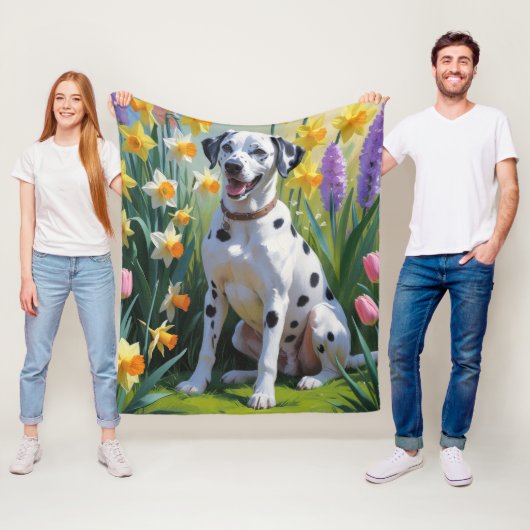 Dalmatiner Dog Spring Blumen Malerei Fleecedecke (Beispiel)