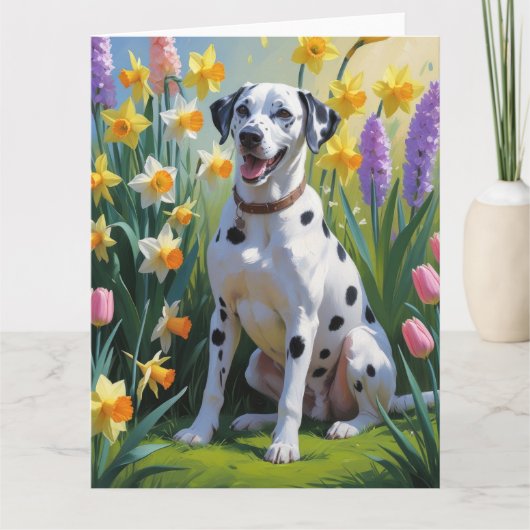 Dalmatiner Dog Spring Blumen Malerei Karte (Vorderseite)