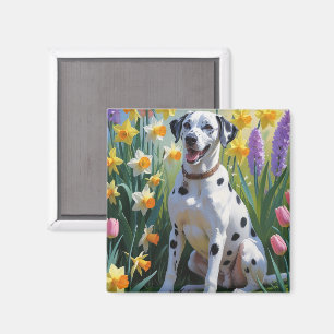 Dalmatiner Dog Spring Blumen Malerei Magnet