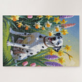 Dalmatiner Dog Spring Blumen Malerei Puzzle (Horizontal)