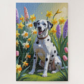 Dalmatiner Dog Spring Blumen Malerei Puzzle (Vertikal)