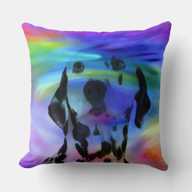 Dalmatiner Dog Water Colour Splash Kunstmuseum Kissen (Vorderseite)