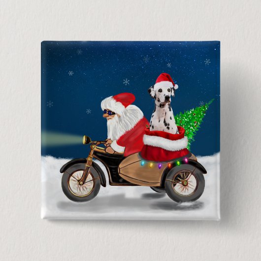 Dalmatiner Dog Weihnachts Weihnachtsmann Keuschkis Button (Vorderseite)