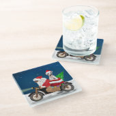 Dalmatiner Dog Weihnachtsmann Glasuntersetzer (Schrägansicht)