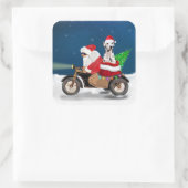 Dalmatiner Dog Weihnachtsmann Quadratischer Aufkleber (Tasche)