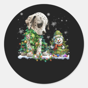 Dalmatiner Dog Xmas Tree Lighting Santa Dalmatiner Runder Aufkleber