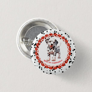 Dalmatiner-Druck-Geburtstag Schwarz-Weiß-Party Button