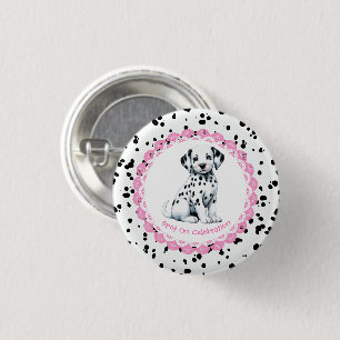 Dalmatiner-Druck-Geburtstag Schwarz-Weiß-Party Button