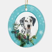 Dalmatiner Evergreen Blue Snowflake Border Keramik Ornament (Links)
