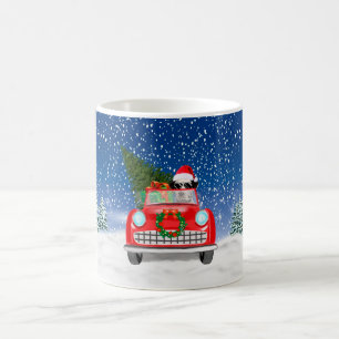 Dalmatiner fährt Auto im Schnee Weihnachten Kaffeetasse