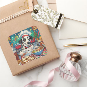 Dalmatiner Feiertag Backen: Feierliche Weihnachten Quadratischer Aufkleber