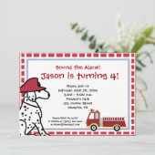 Dalmatiner & Feuerwehrfahrzeug Einladung zum Gebur (Stehend Vorderseite)