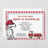 Dalmatiner & Feuerwehrfahrzeug Einladung zum Gebur (Vorne/Hinten)