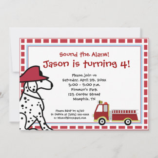 Dalmatiner & Feuerwehrfahrzeug Einladung zum Gebur