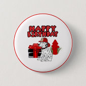 Dalmatiner-Feuerwehrhund Hydrant Geburtstag Button (Vorderseite)