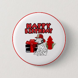 Dalmatiner-Feuerwehrhund Hydrant Geburtstag Button