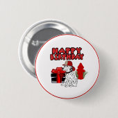 Dalmatiner-Feuerwehrhund Hydrant Geburtstag Button (Vorne & Hinten)
