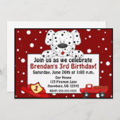 Dalmatiner-Feuerwehrmann-Geburtstags-Einladung Einladung (Vorne/Hinten)