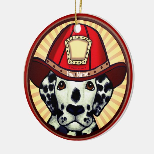 Dalmatiner Feuerwehrschmuck Keramik Ornament (Links)